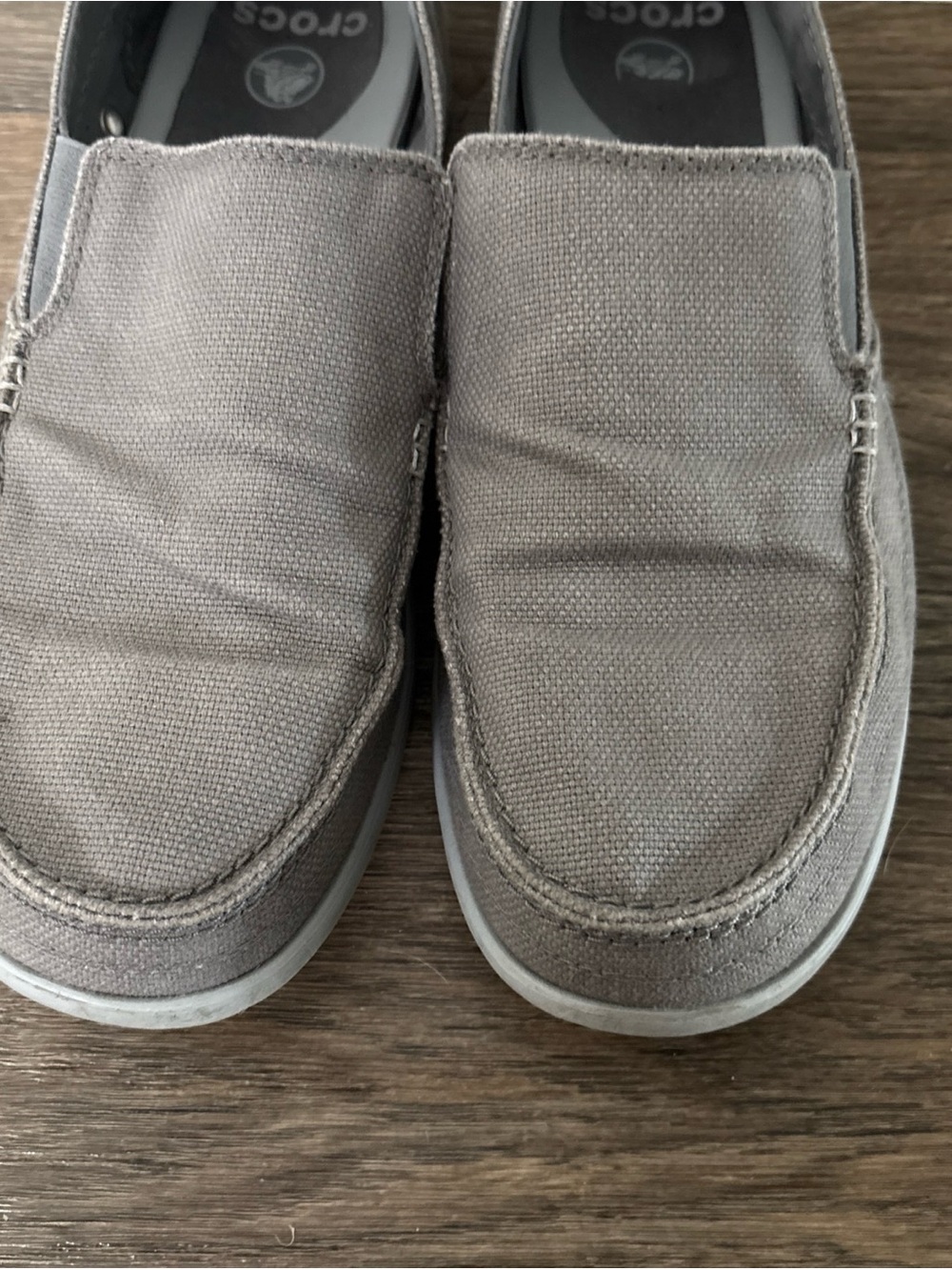 CROCS Men’s Canvas Slip-On Loafers in Gray 10